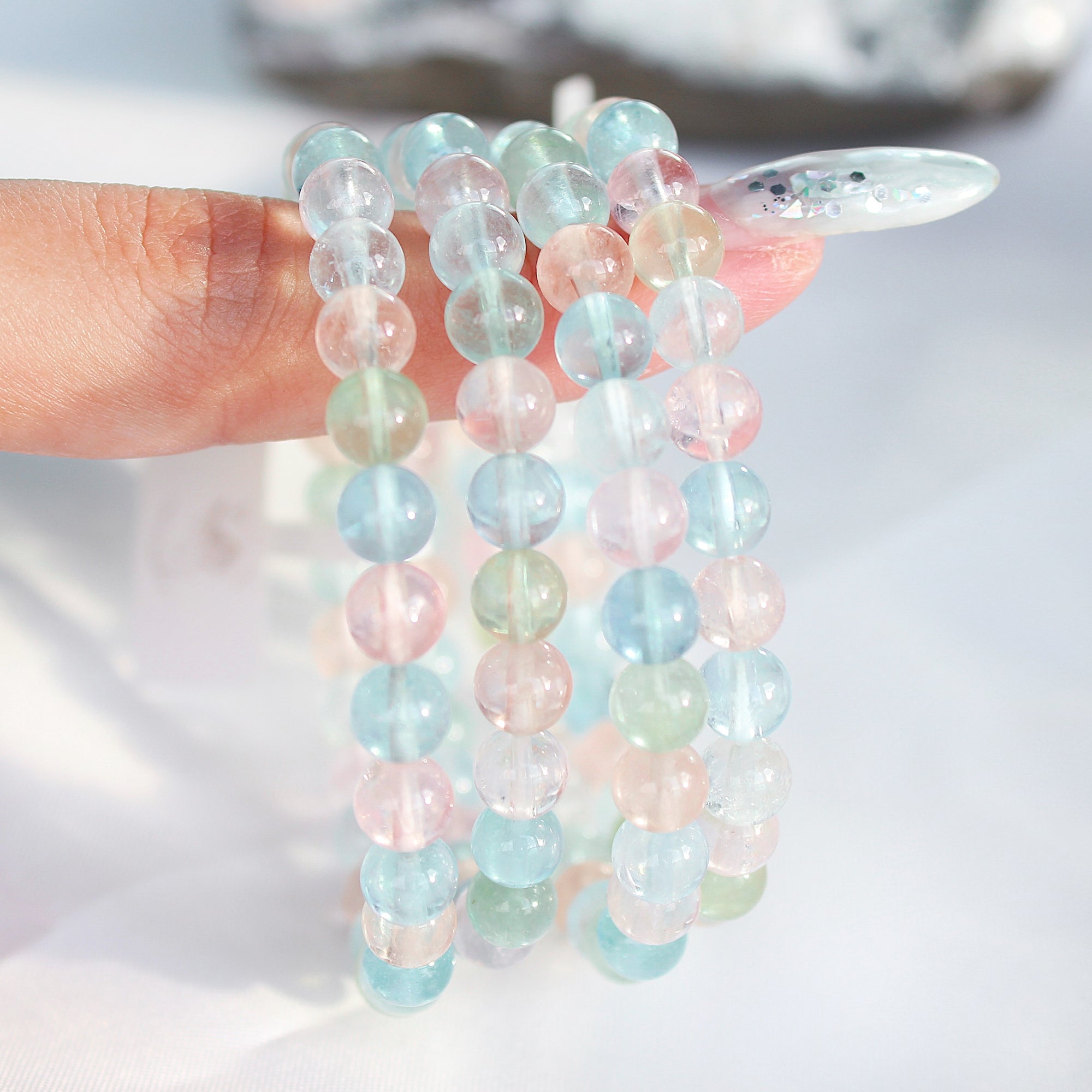 Extra Premium Glassy Morganite Bracelet