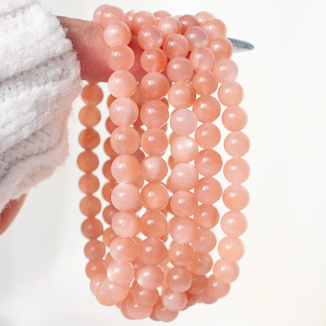 Premium Peach Moonstone Bracelet