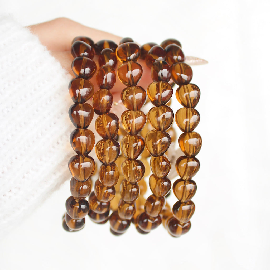 Ultra Collector's Brazilian Whiskey Citrine Puffy Heart Bracelet