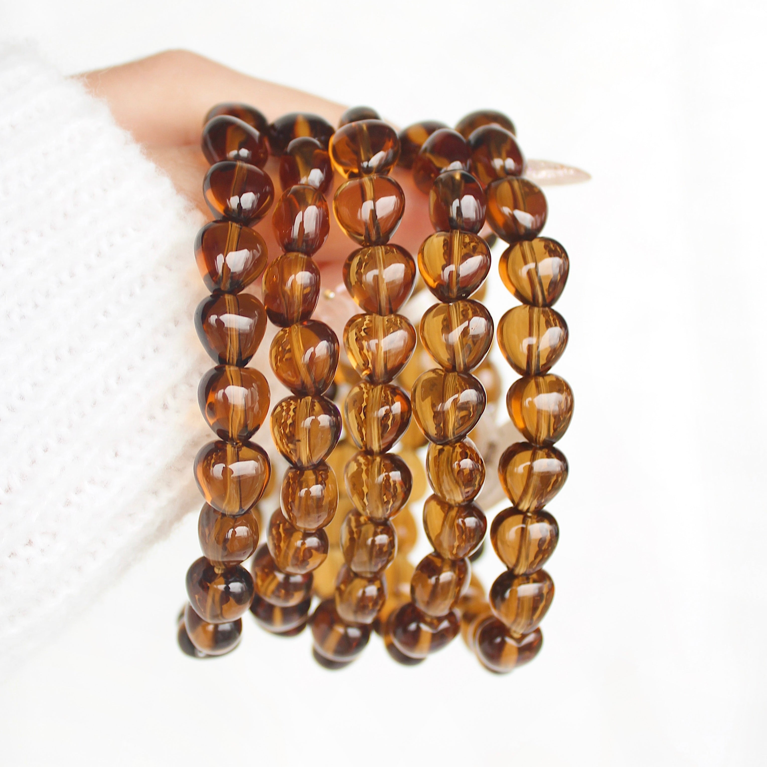 Ultra Collector's Brazilian Whiskey Citrine Puffy Heart Bracelet