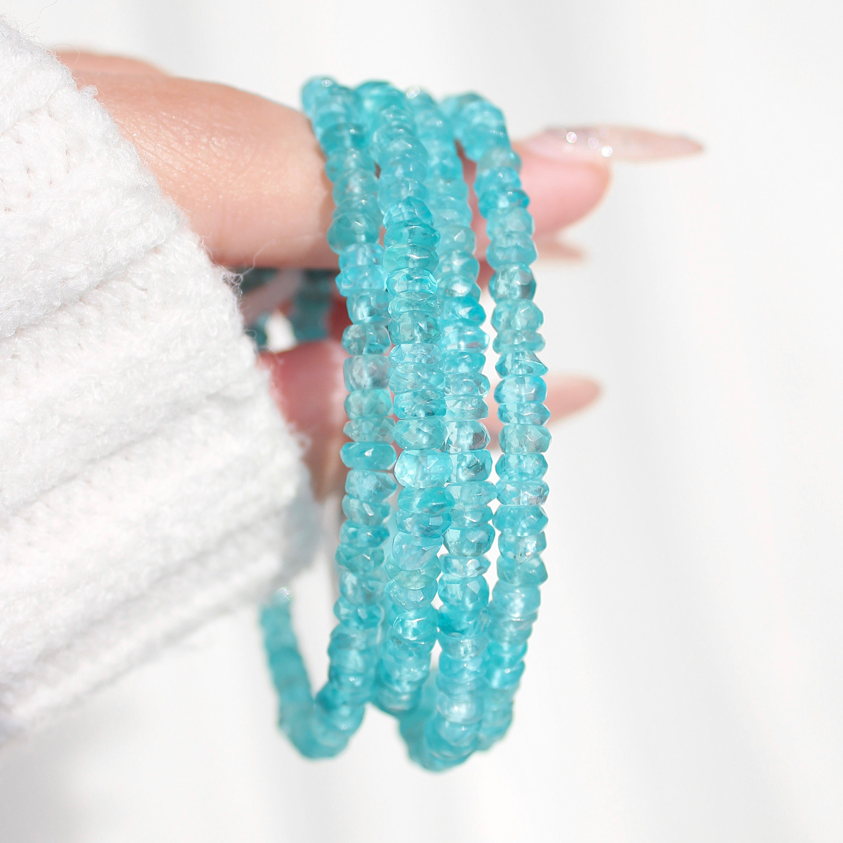 Extra Premium Green Apatite Faceted Abacus Bracelet