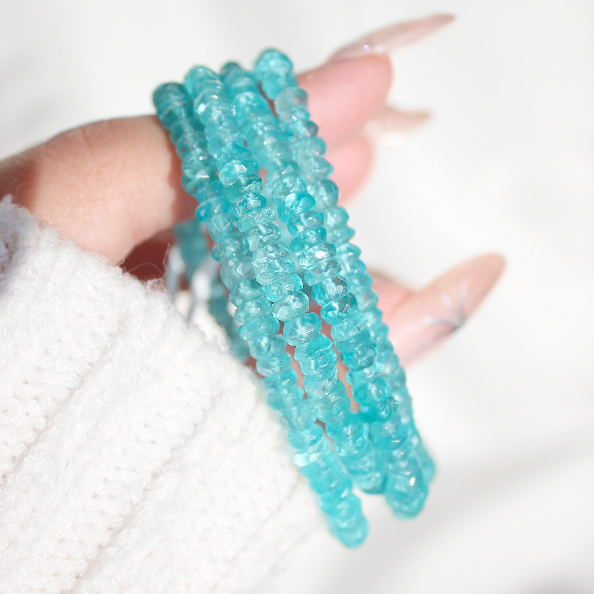 Extra Premium Green Apatite Faceted Abacus Bracelet