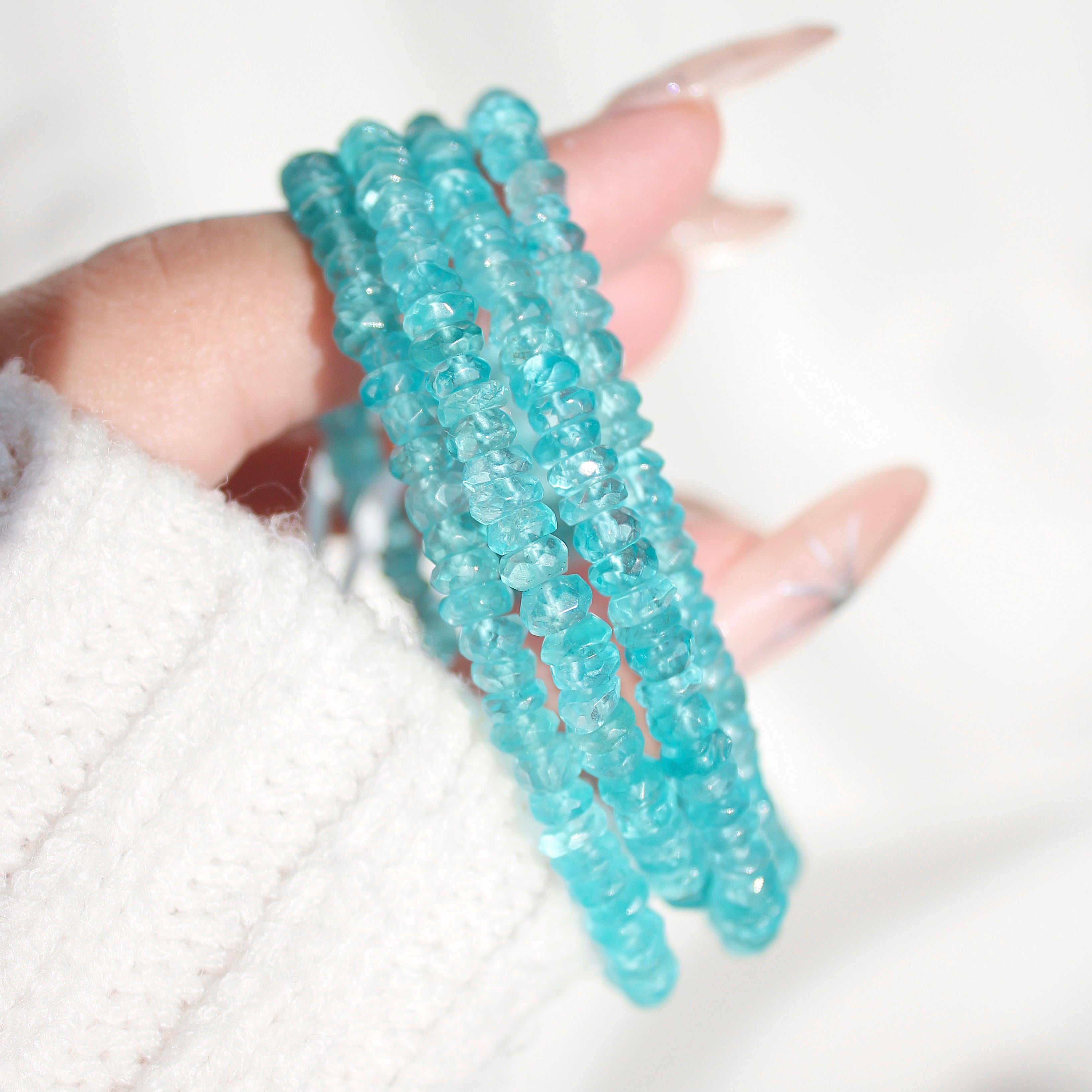 Extra Premium Green Apatite Faceted Abacus Bracelet