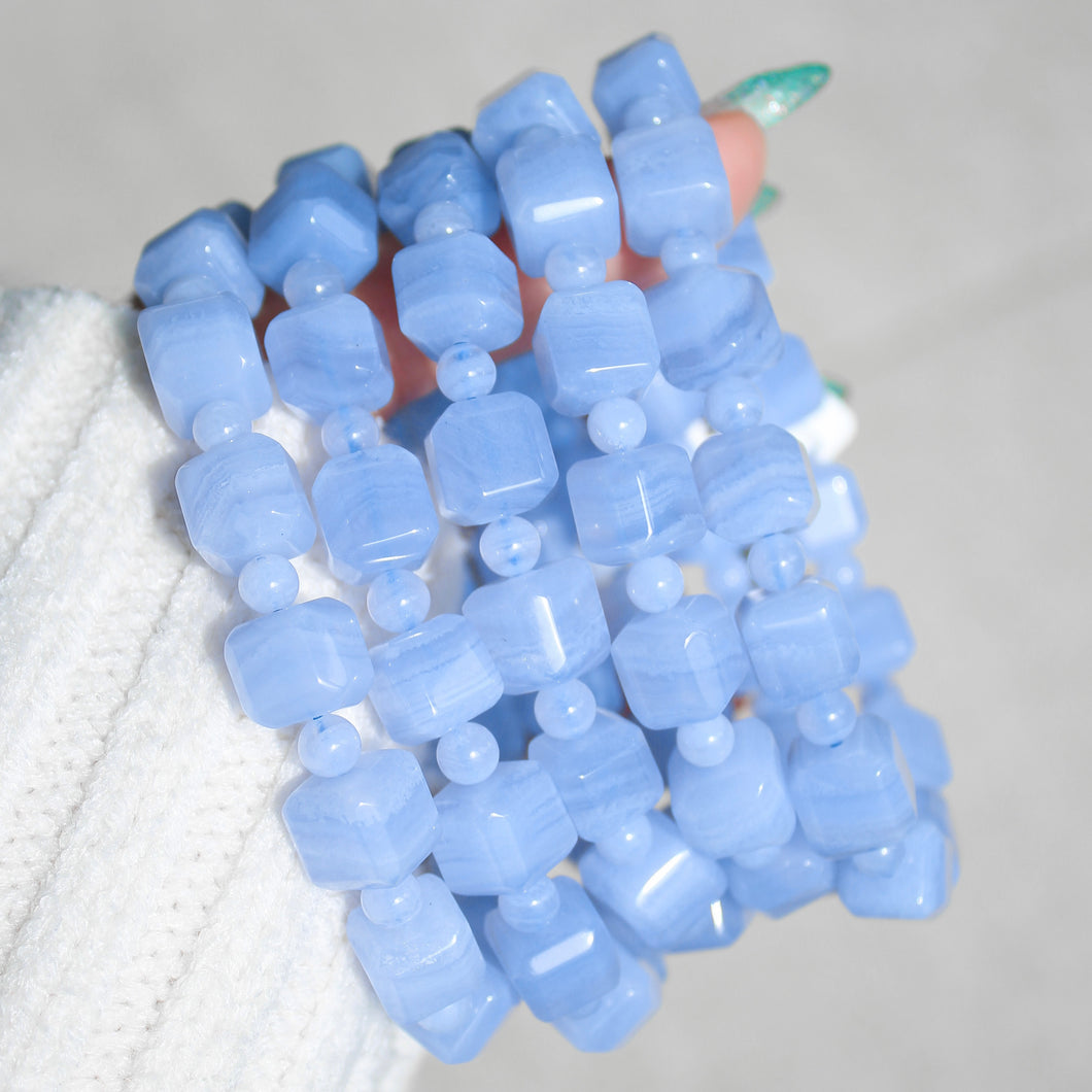 Blue Lace Agate Cube Bracelet