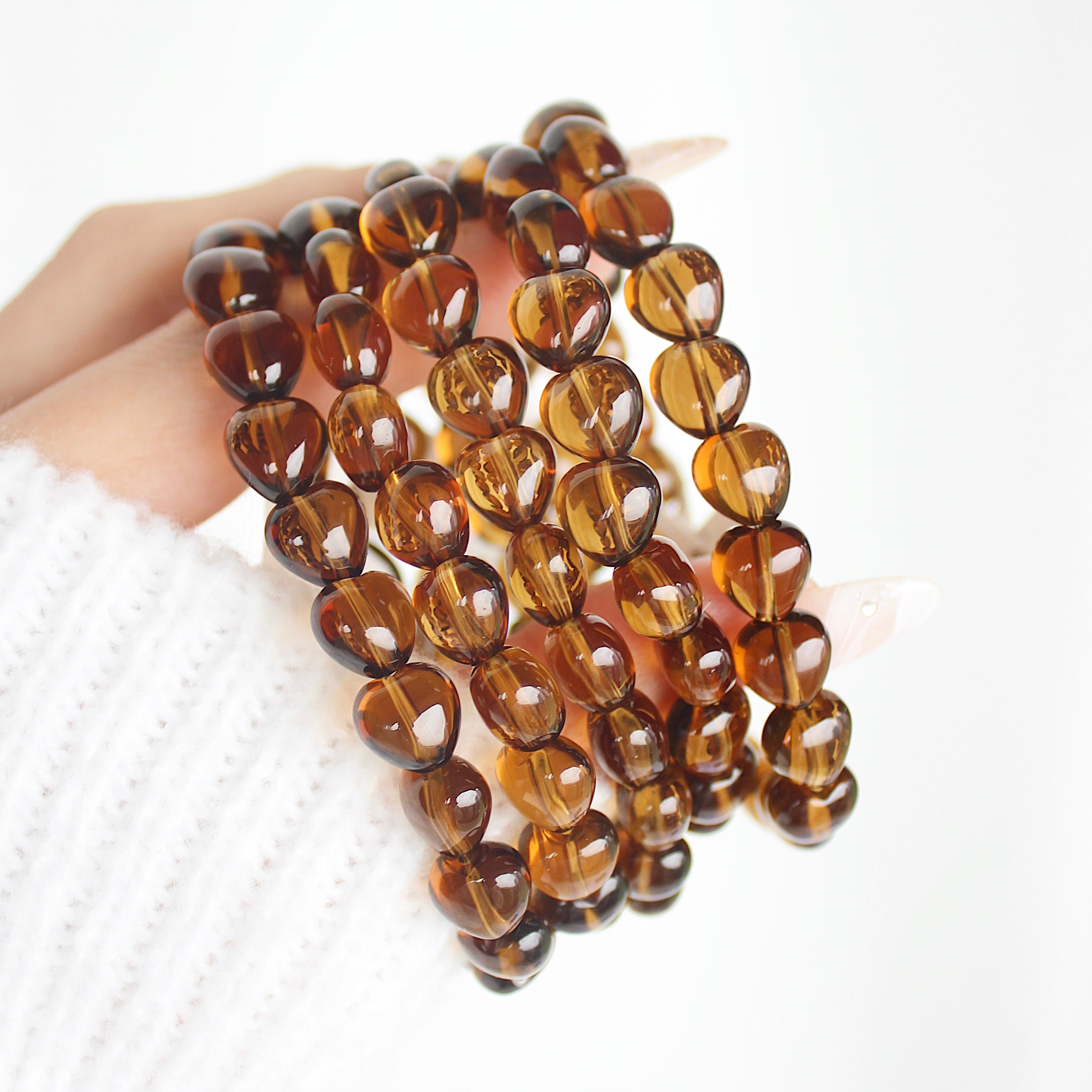 Ultra Collector's Brazilian Whiskey Citrine Puffy Heart Bracelet