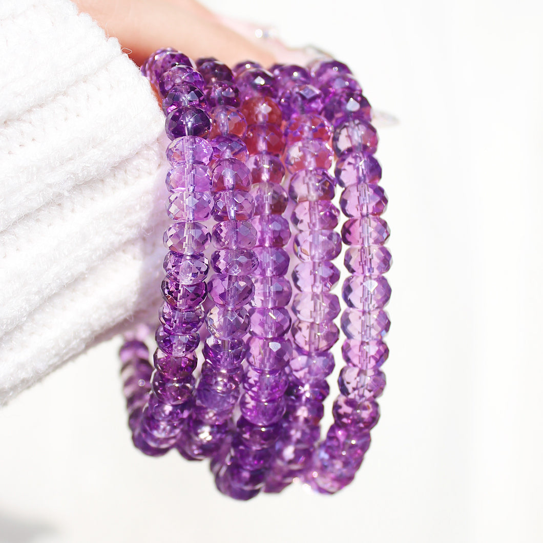 Premium Faceted Abacus Amethyst Bracelet