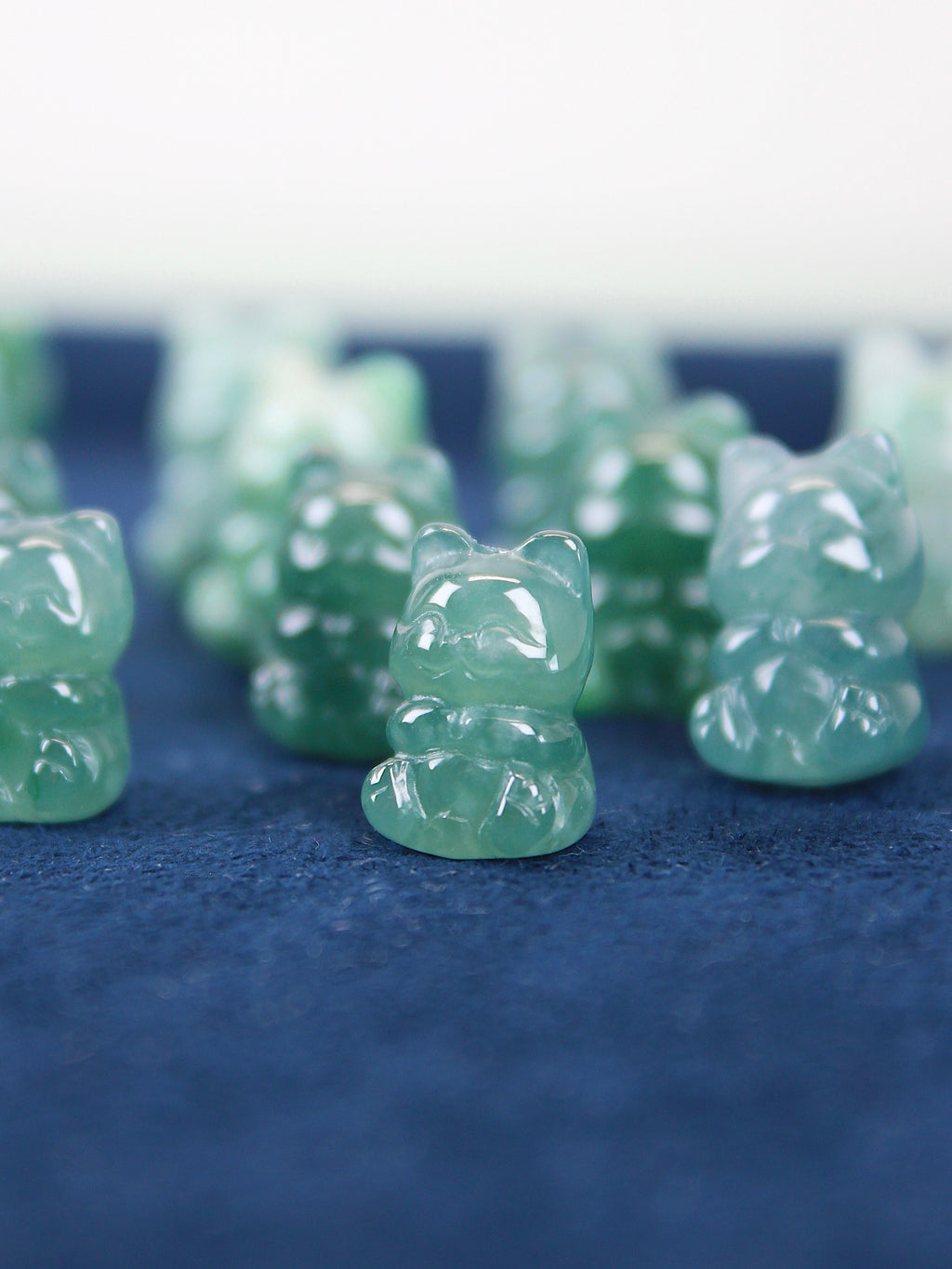 Grade A Burmese Jadeite Fortune Cat Bead