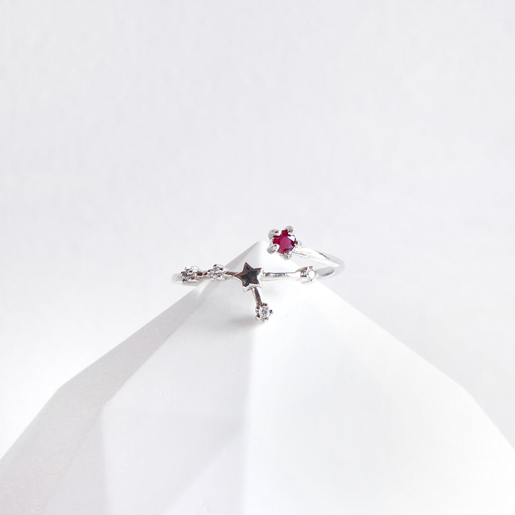 Ruby Cancer Constellation Ring
