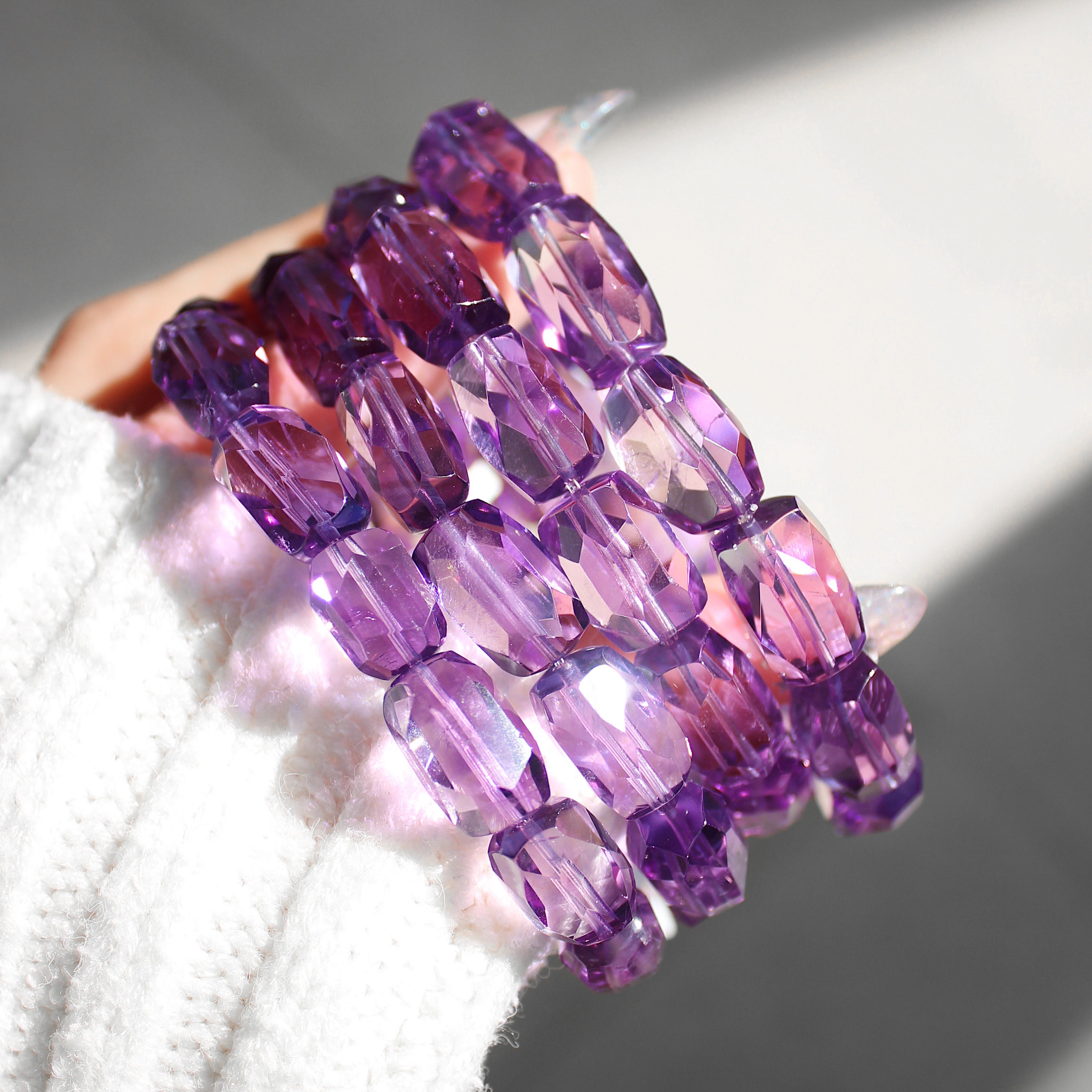 Collector's Bolivian Amethyst Freeform Barrel Bracelet