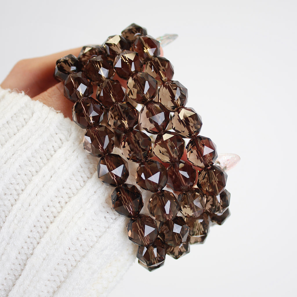 Premium Diamond Cut Faceted Smoky Quartz Bracelet