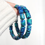 Extra Premium Azurite Chrysocolla Barrel Bracelet