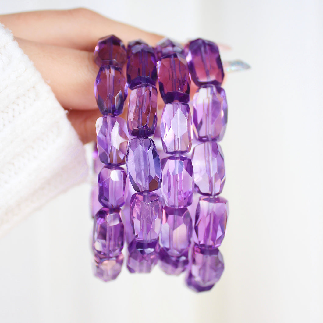 Collector's Bolivian Amethyst Freeform Barrel Bracelet