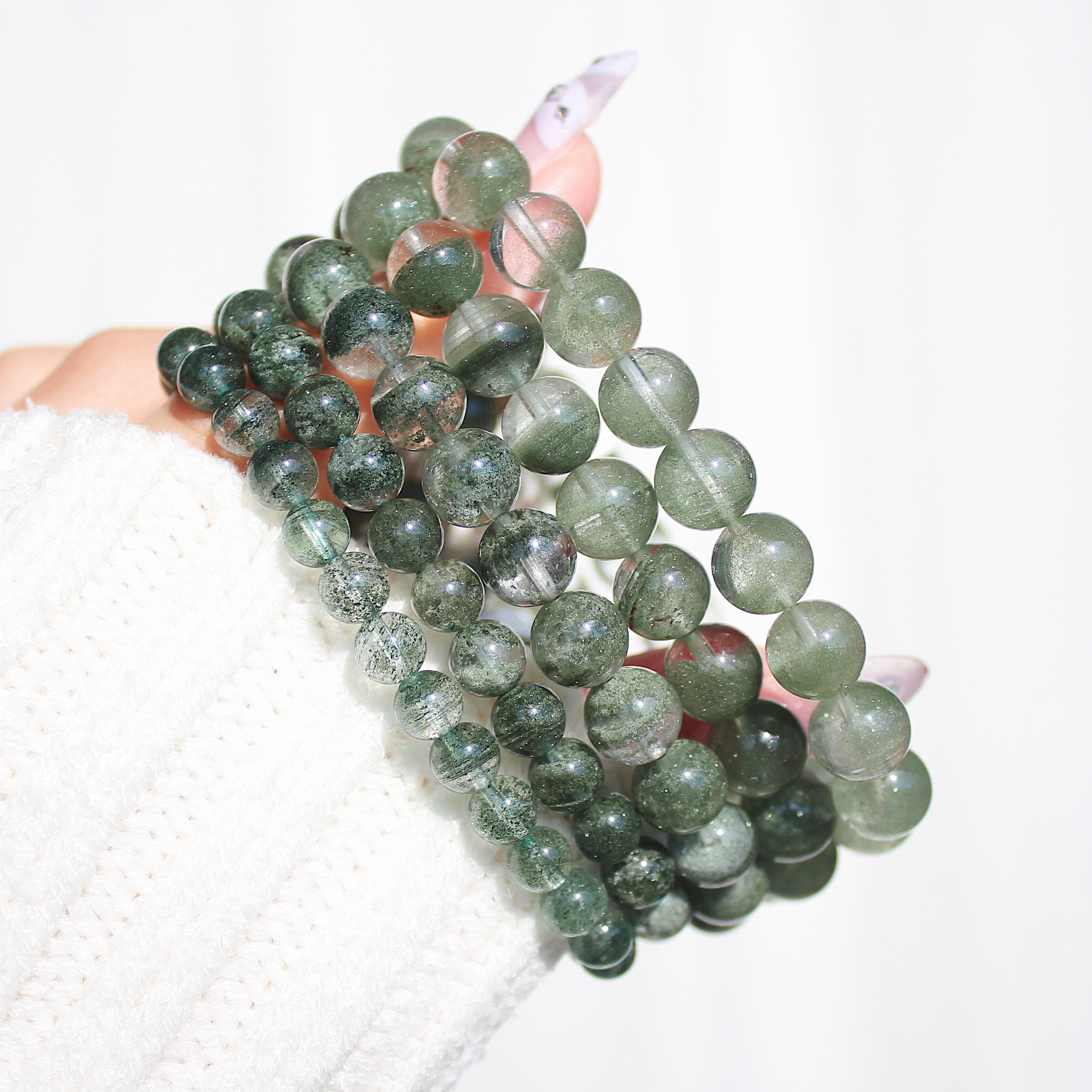 Ultra Collector's Green Phantom Quartz Bracelet 6mm+ 15cm