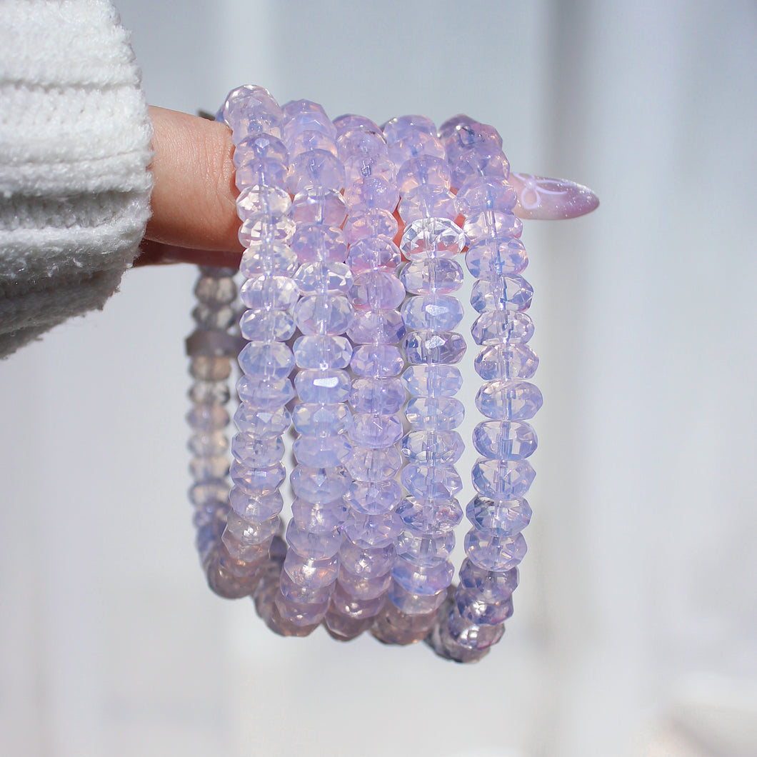 Collector's Lavender Moon Quartz Faceted Abacus Bracelet