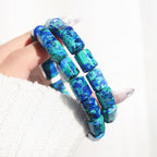 Extra Premium Azurite Chrysocolla Barrel Bracelet