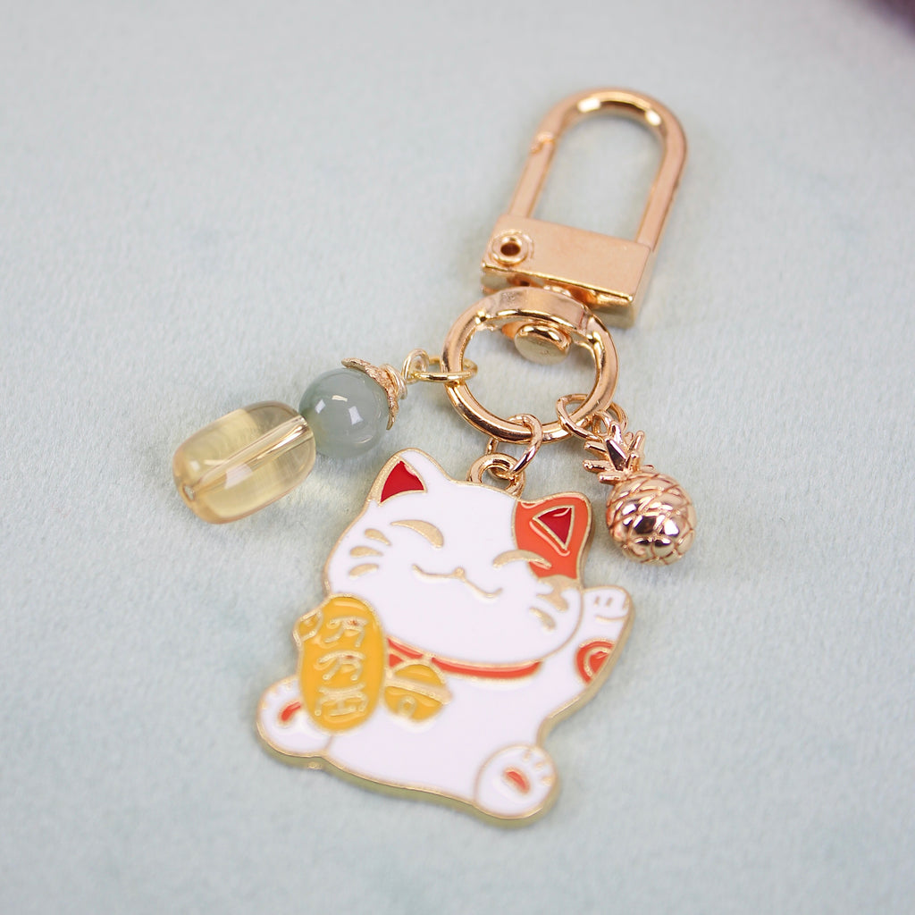 Fortune Cat Crystal Bag Charm