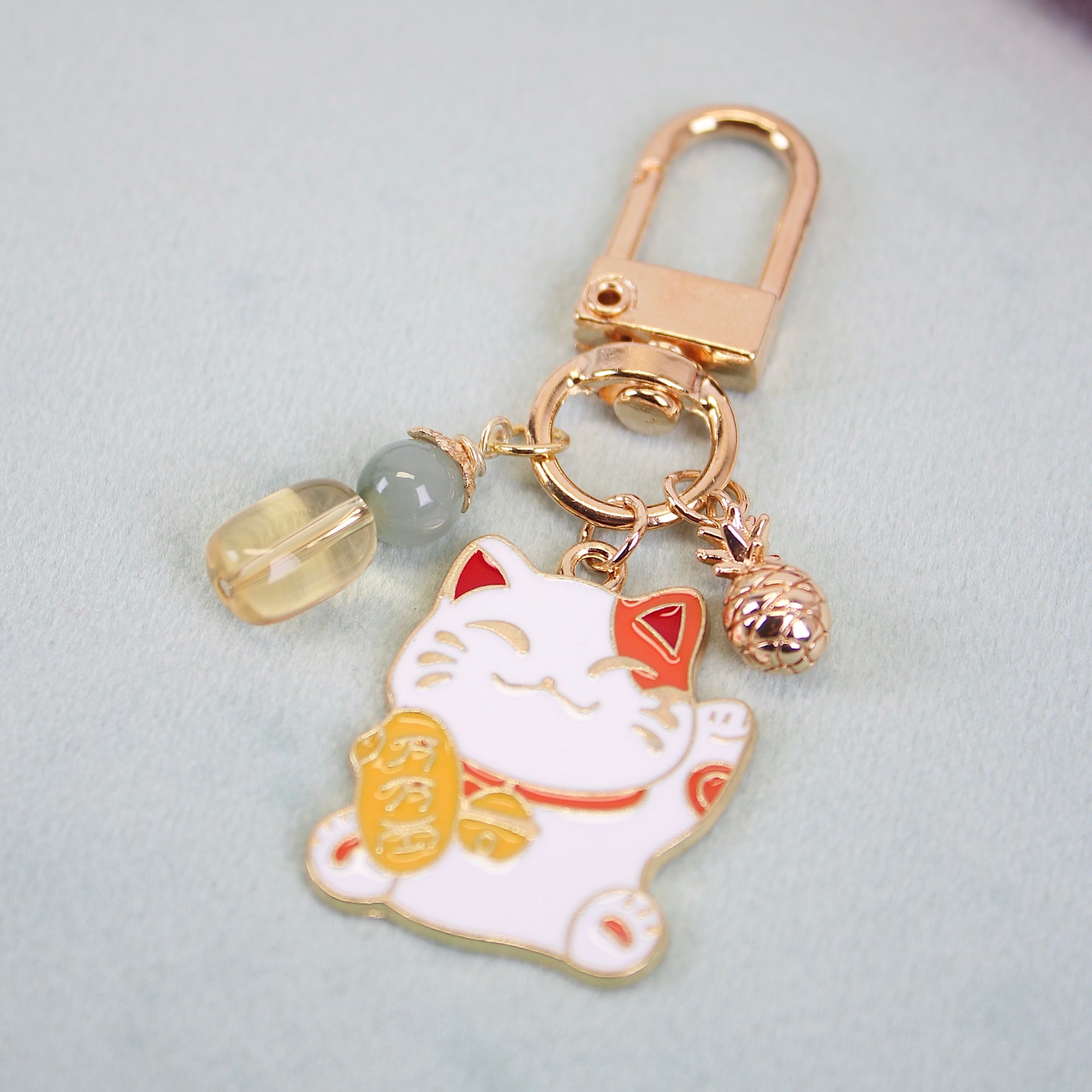 Fortune Cat Crystal Bag Charm