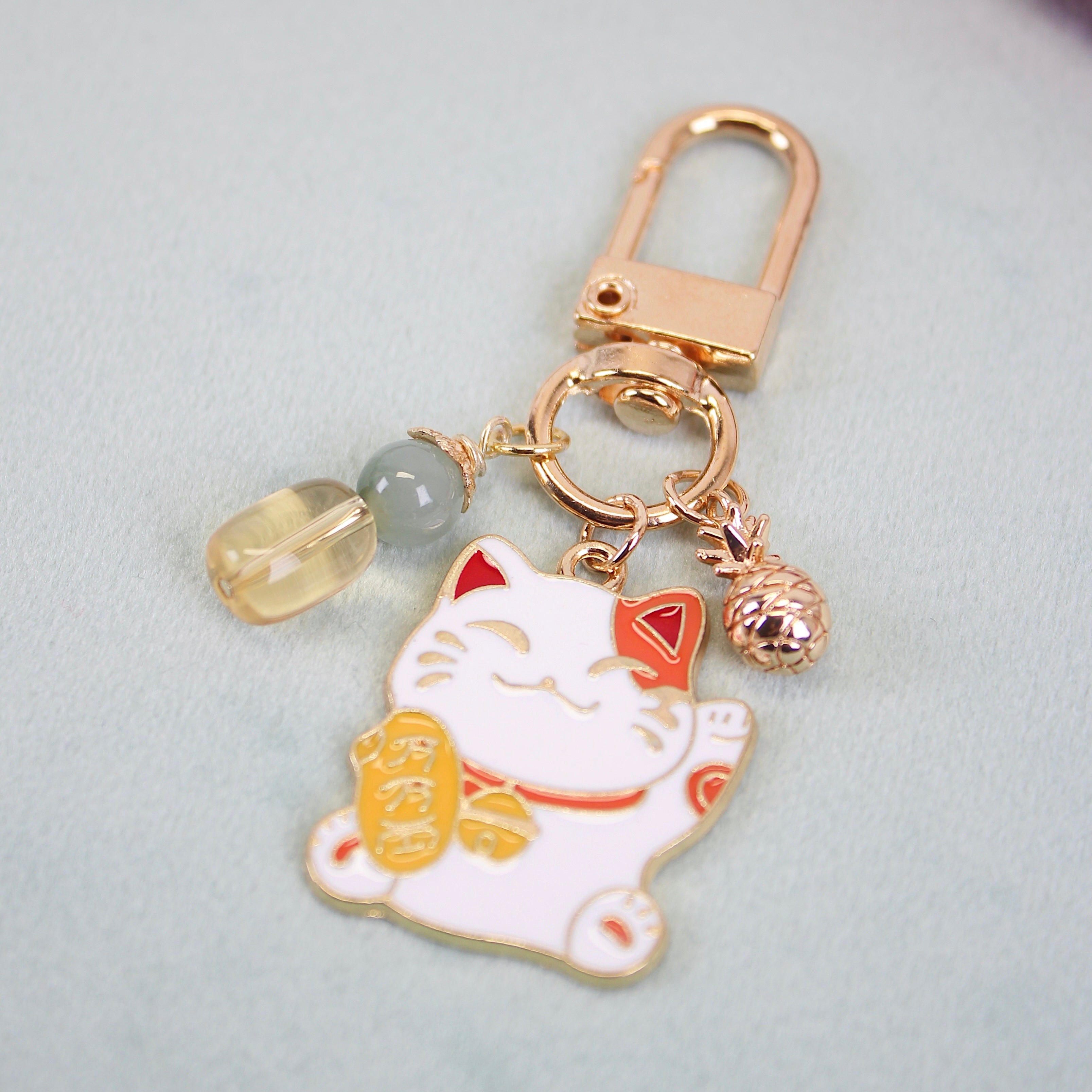 Fortune Cat Crystal Bag Charm