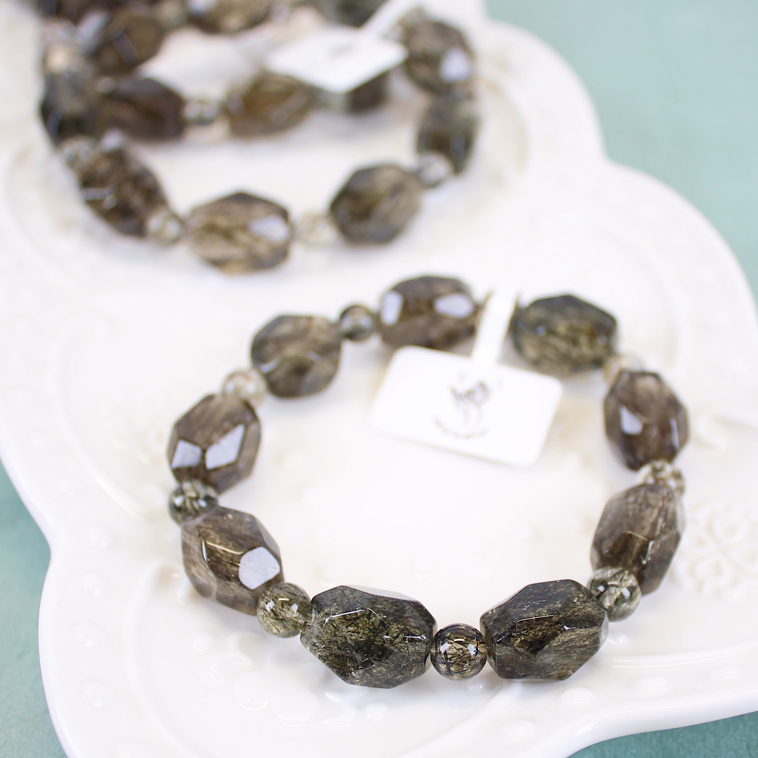Collector's Green Tourmalinated Quartz Freeform Bracelet