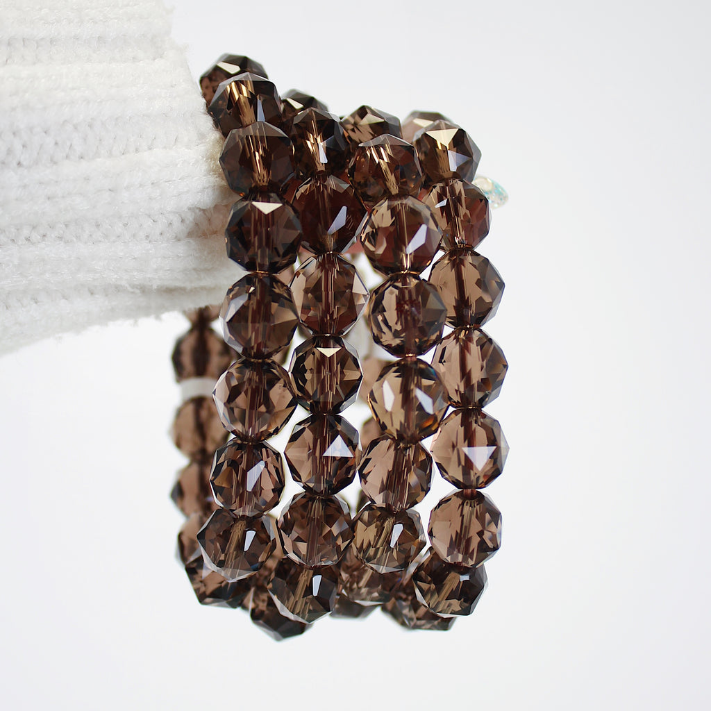 Premium Diamond Cut Faceted Smoky Quartz Bracelet