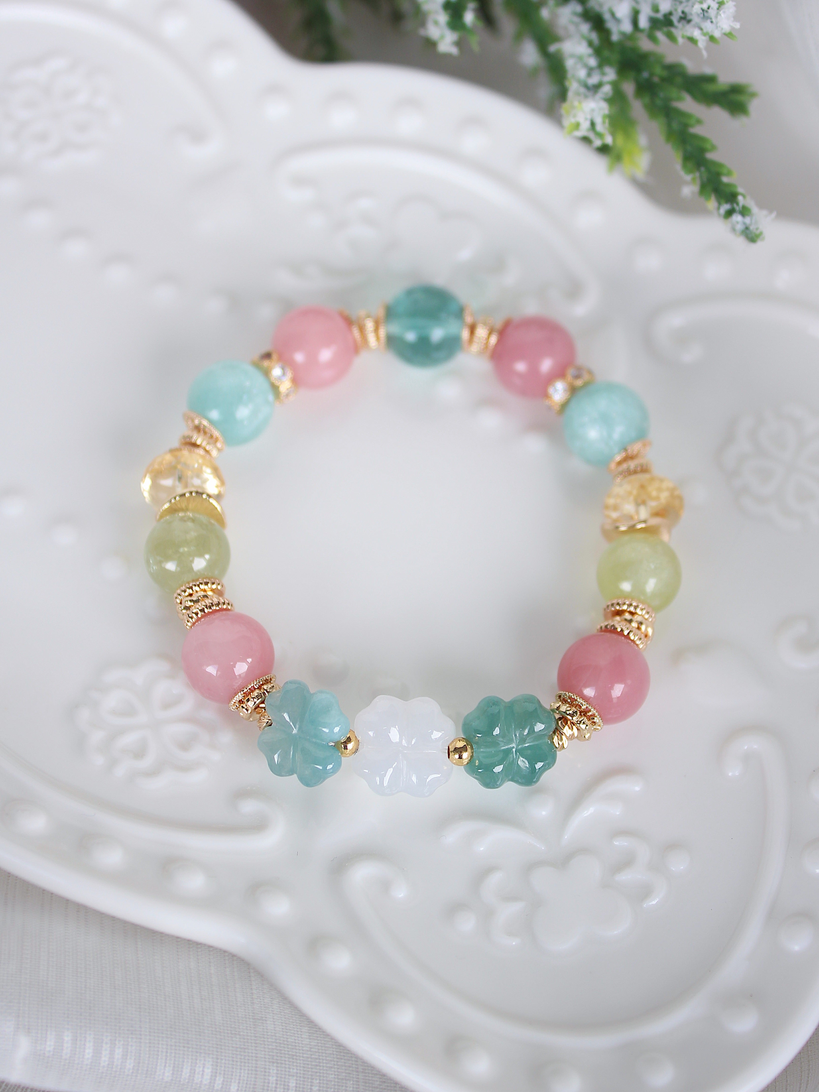 Grade A Burmese Jadeite Clover Bead