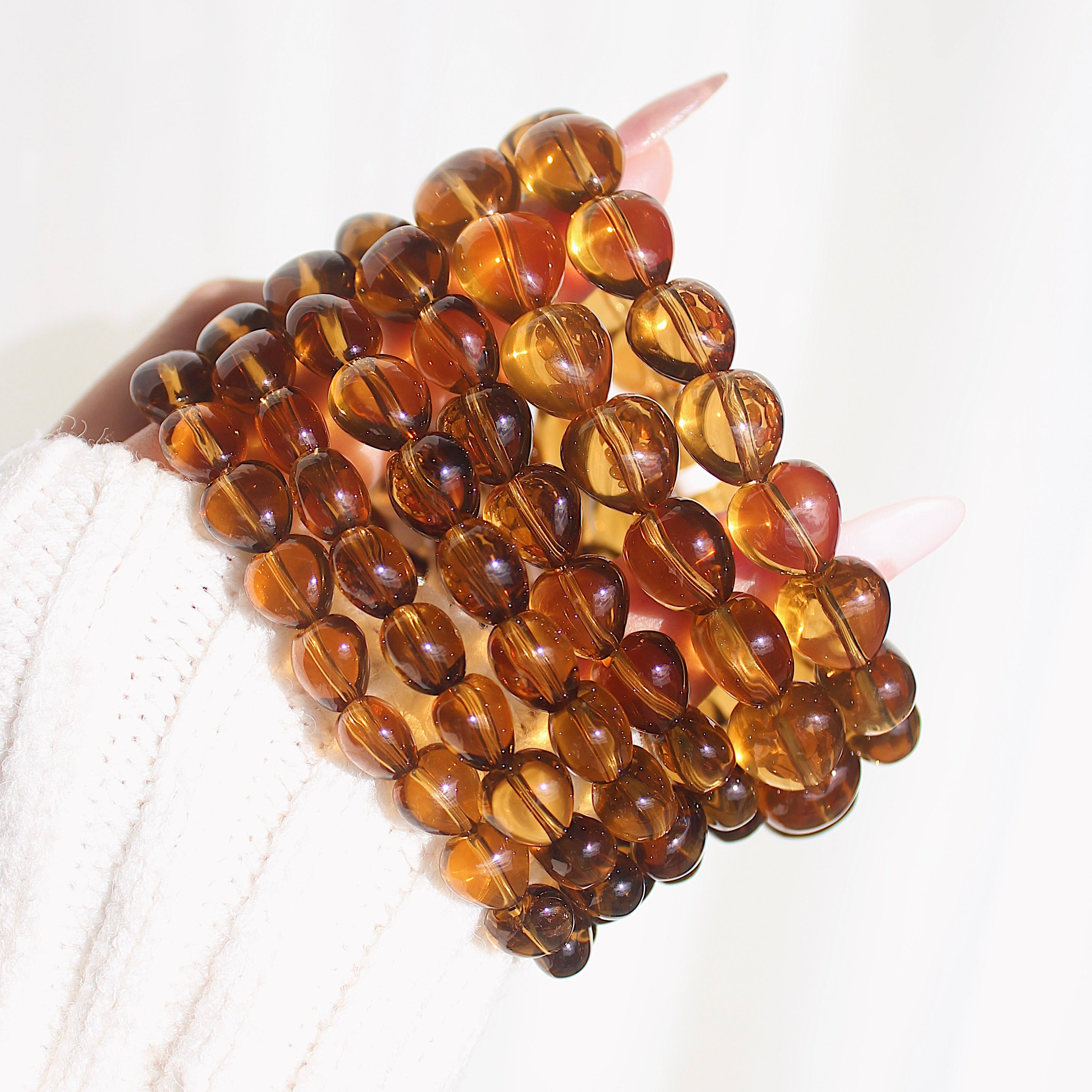 Ultra Collector's Brazilian Whiskey Citrine Puffy Heart Bracelet