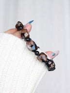 Black Flower Agate Freeform Bracelet
