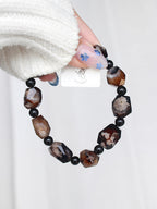 Black Flower Agate Freeform Bracelet