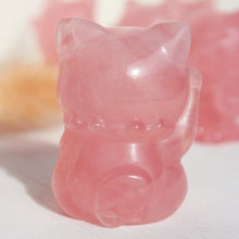 Load image into Gallery viewer, Premium Rose Quartz Fortune Cat
