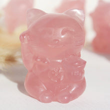 Load image into Gallery viewer, Premium Rose Quartz Fortune Cat
