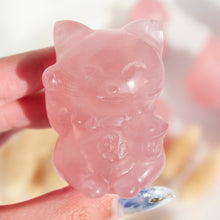 Load image into Gallery viewer, Premium Rose Quartz Fortune Cat
