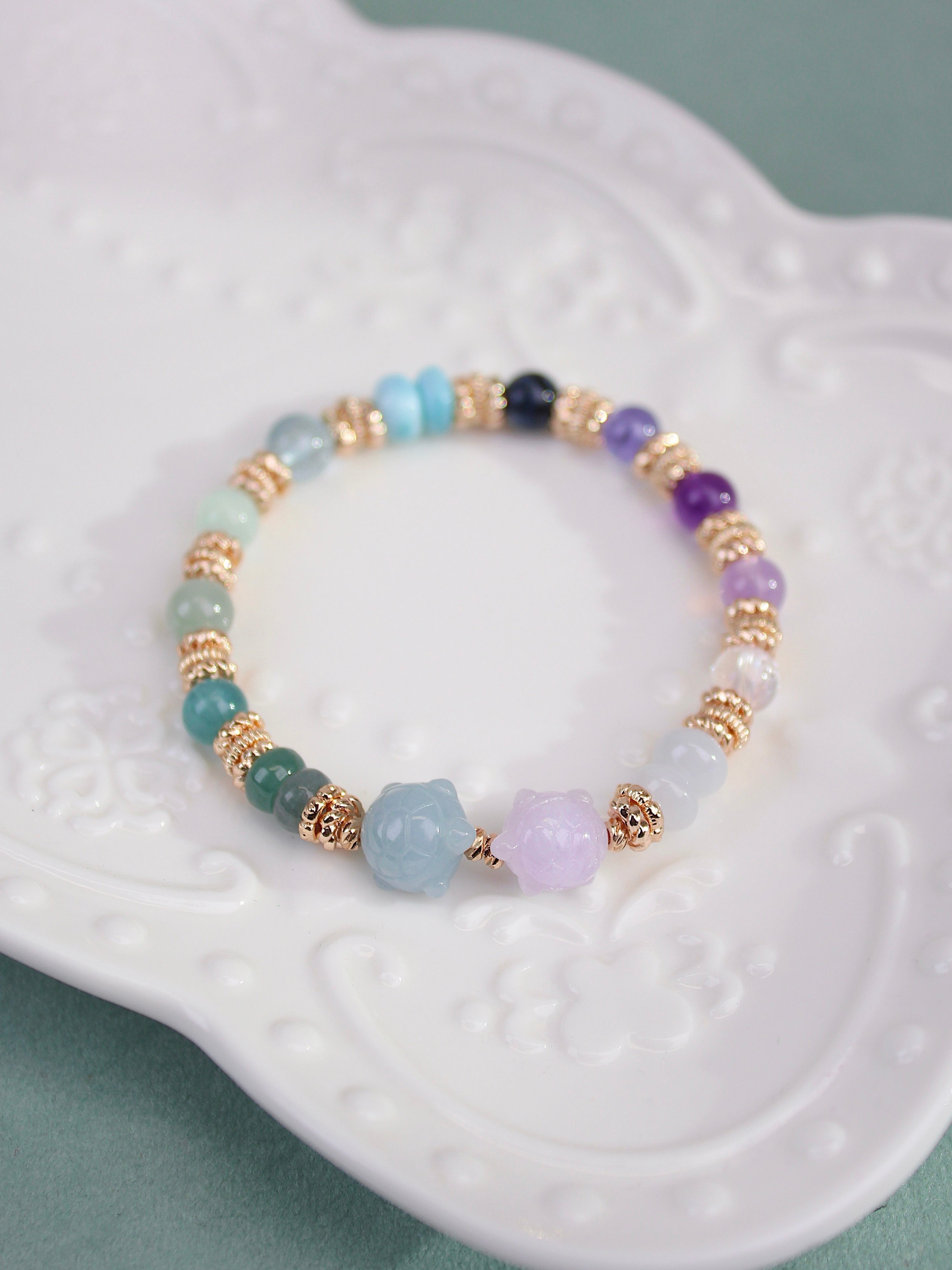 Lavender Jadeite Rose/Turtle Bead