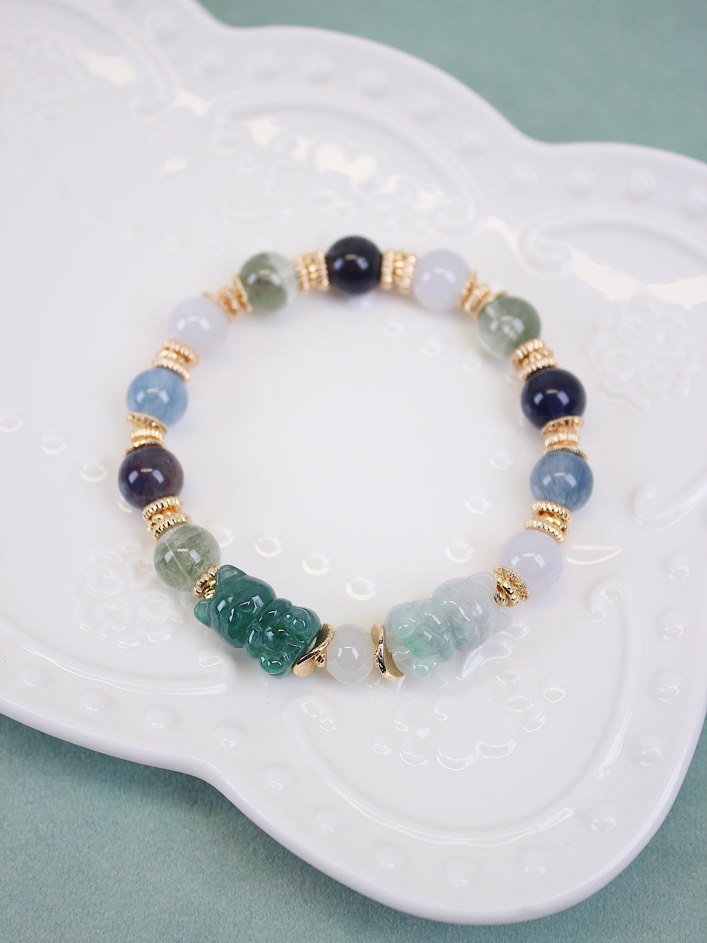 Grade A Burmese Jadeite Fortune Cat Bead