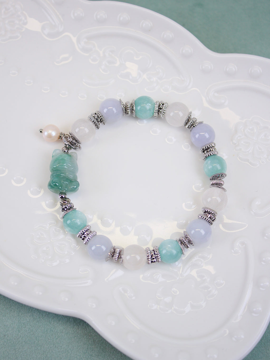Grade A Burmese Jadeite Fortune Cat Bead