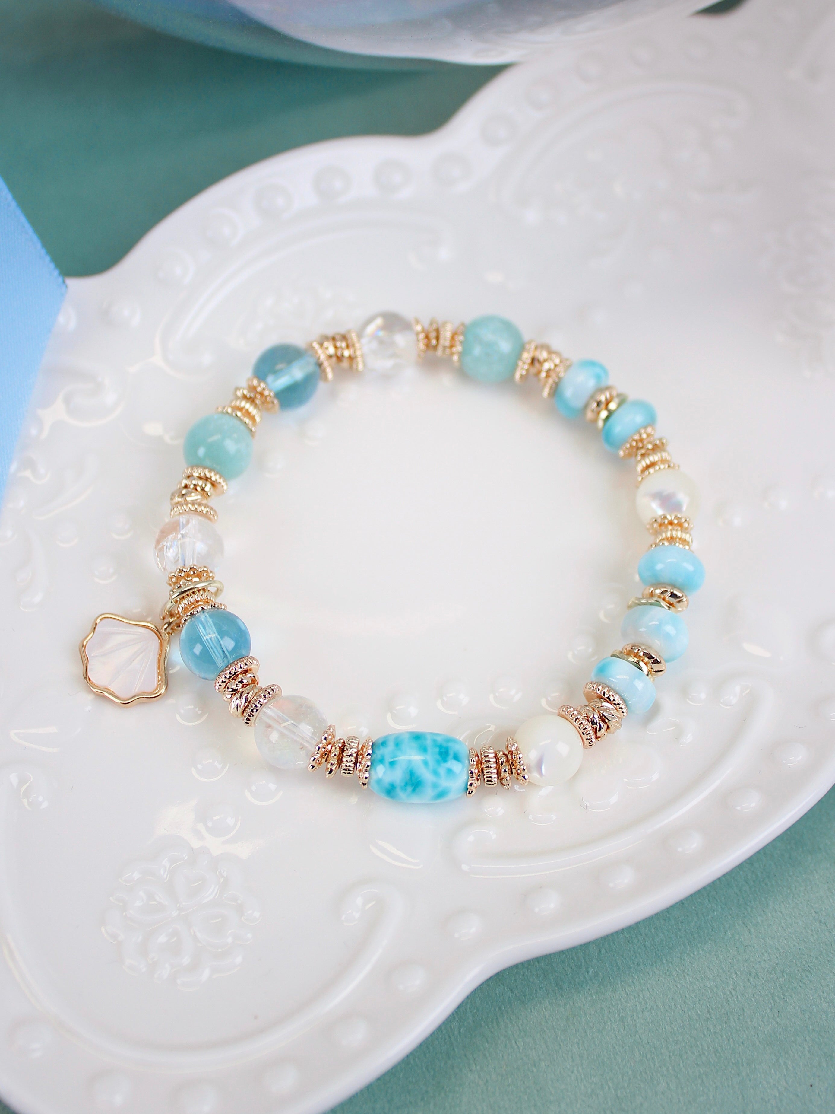 Larimar Barrel Bead