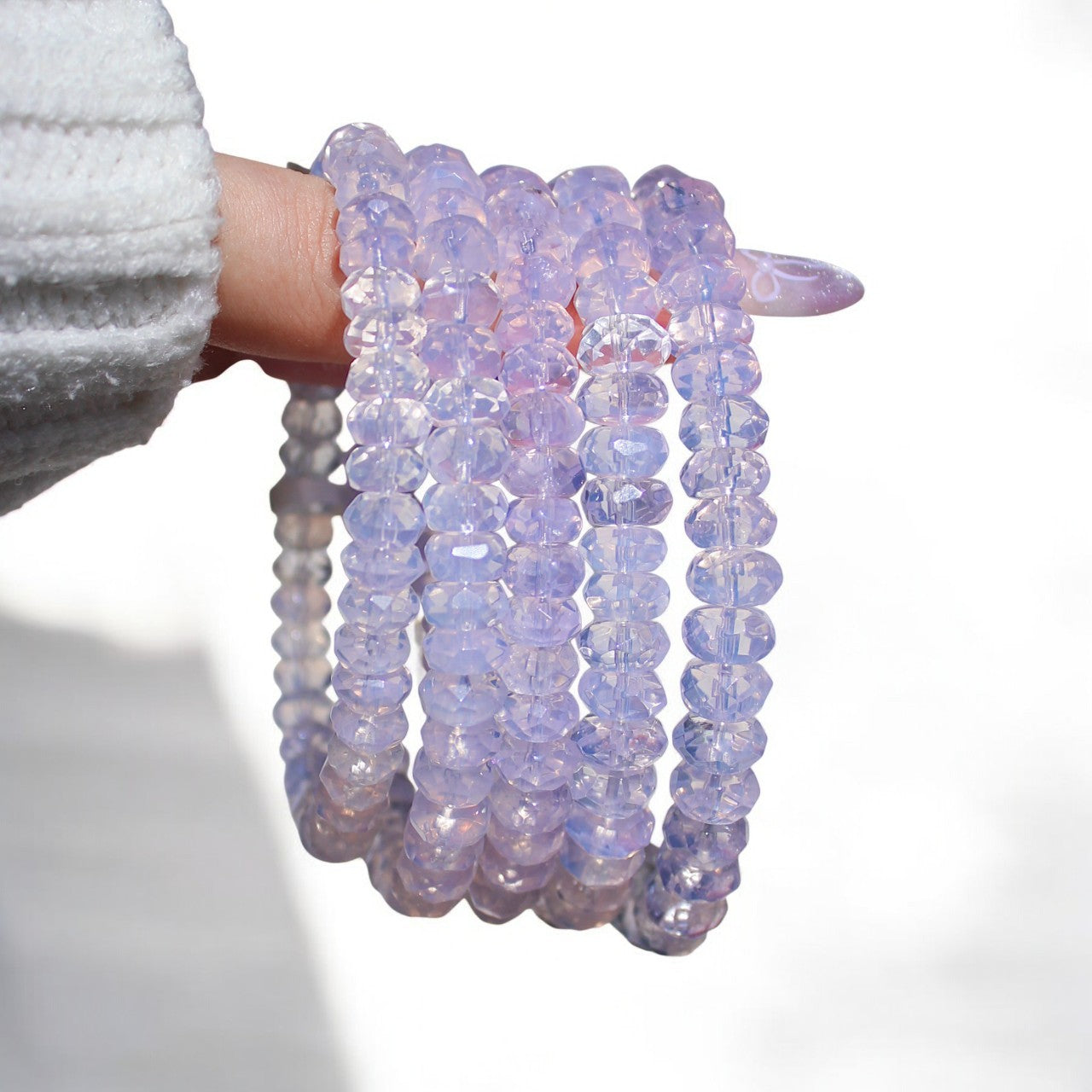 Collector's Lavender Moon Quartz Faceted Abacus Bracelet
