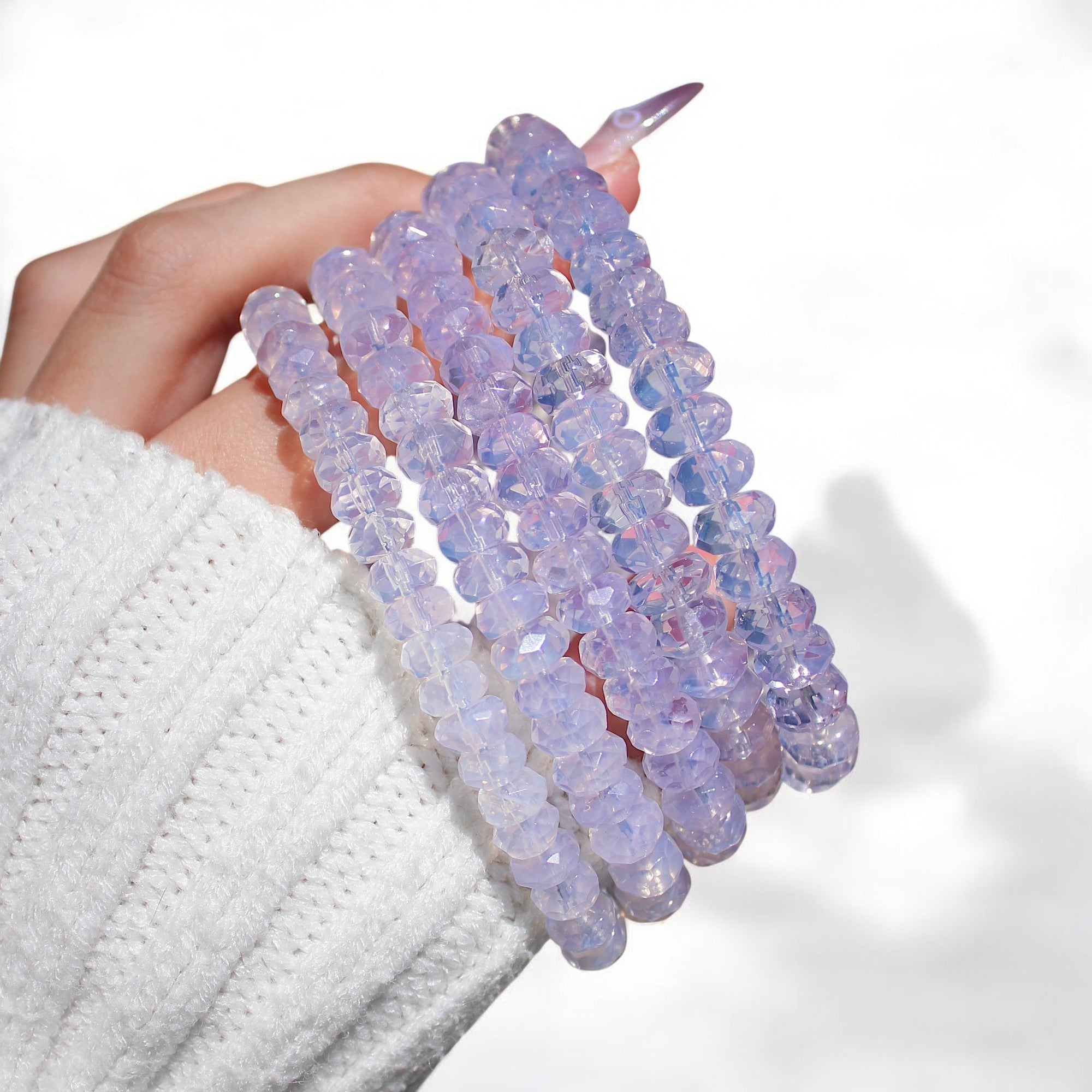 Collector's Lavender Moon Quartz Faceted Abacus Bracelet