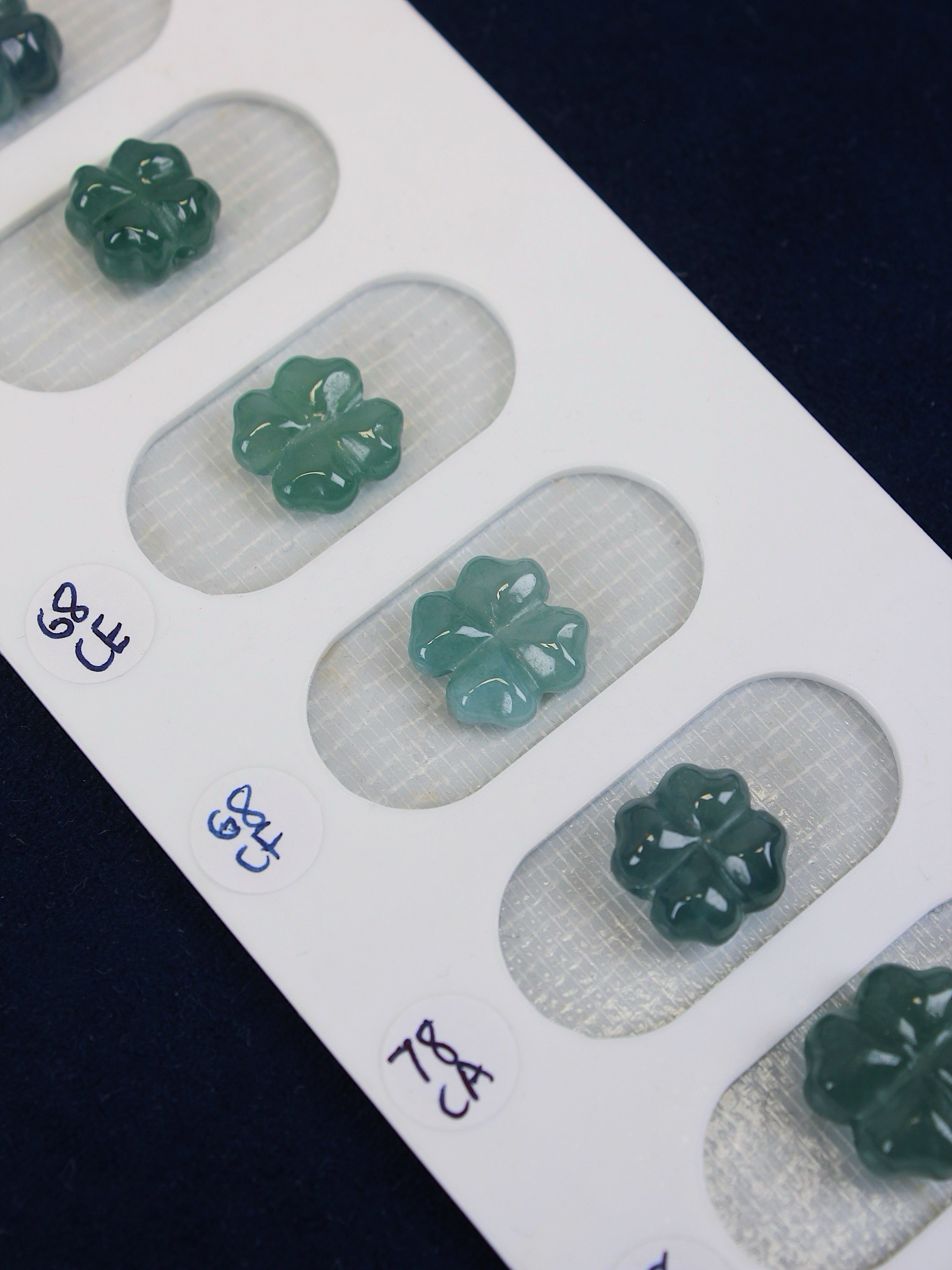 Grade A Burmese Jadeite Clover Bead