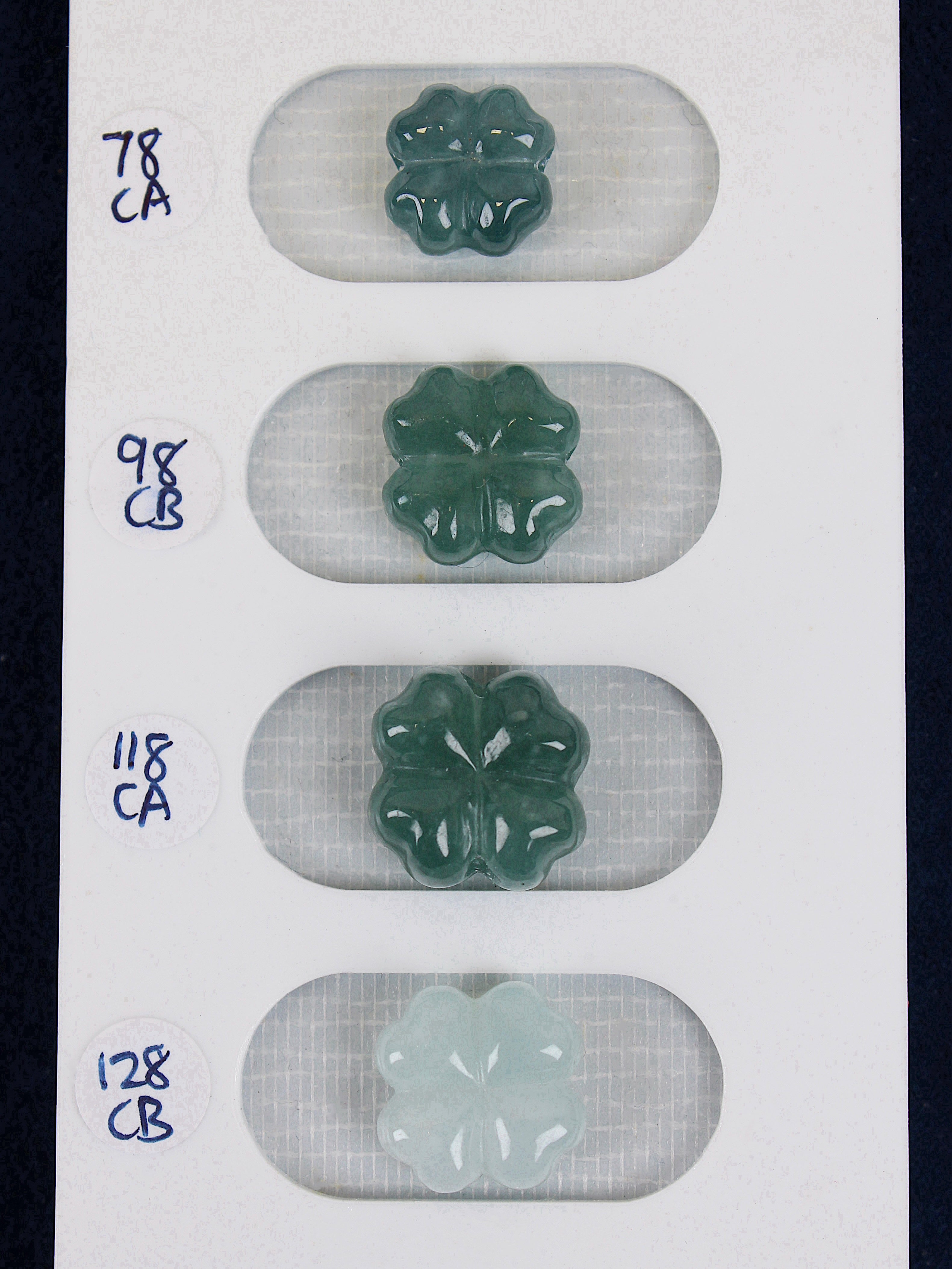 Grade A Burmese Jadeite Clover Bead