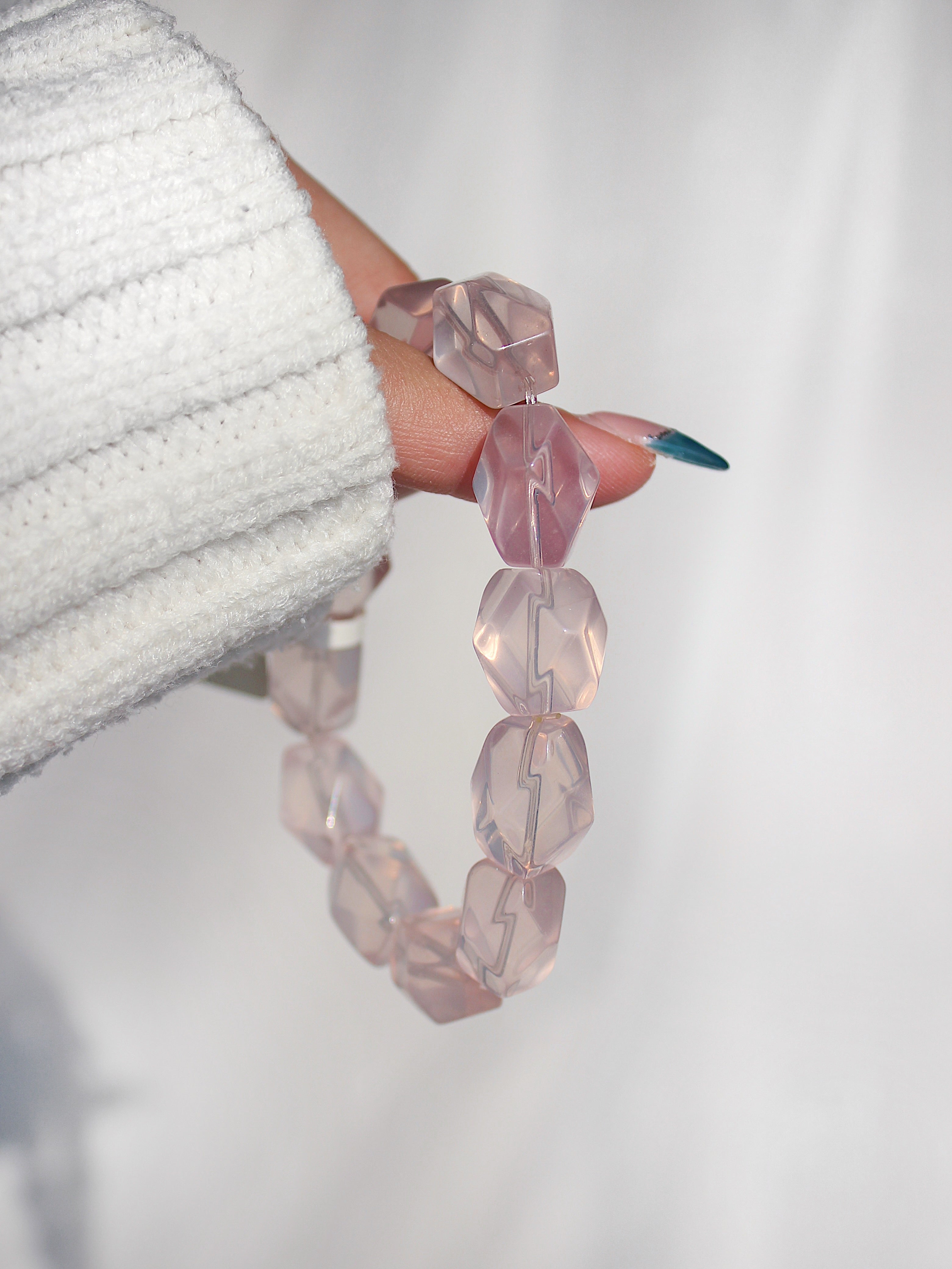 Extra Premium Rose Quartz Freeform Bracelet