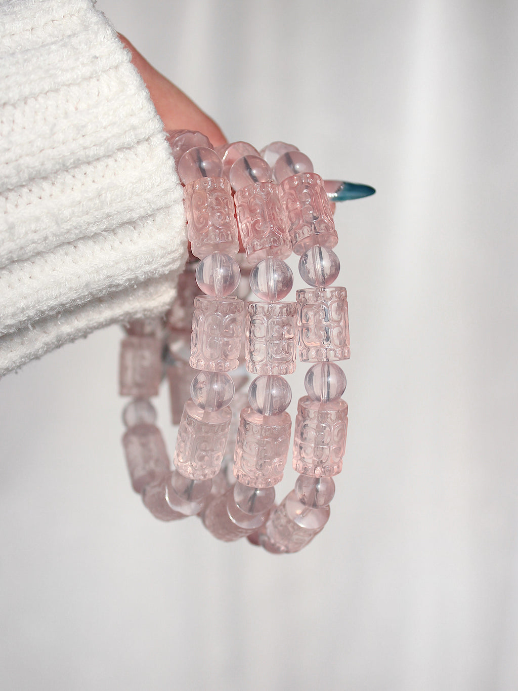 Extra Premium Rose Quartz HWZ Barrel Bracelet