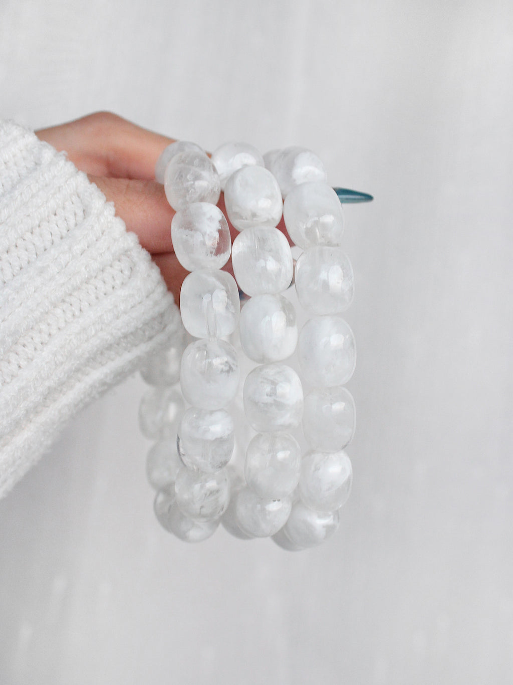 Collector's Snow Phantom Quartz Barrel Bracelet