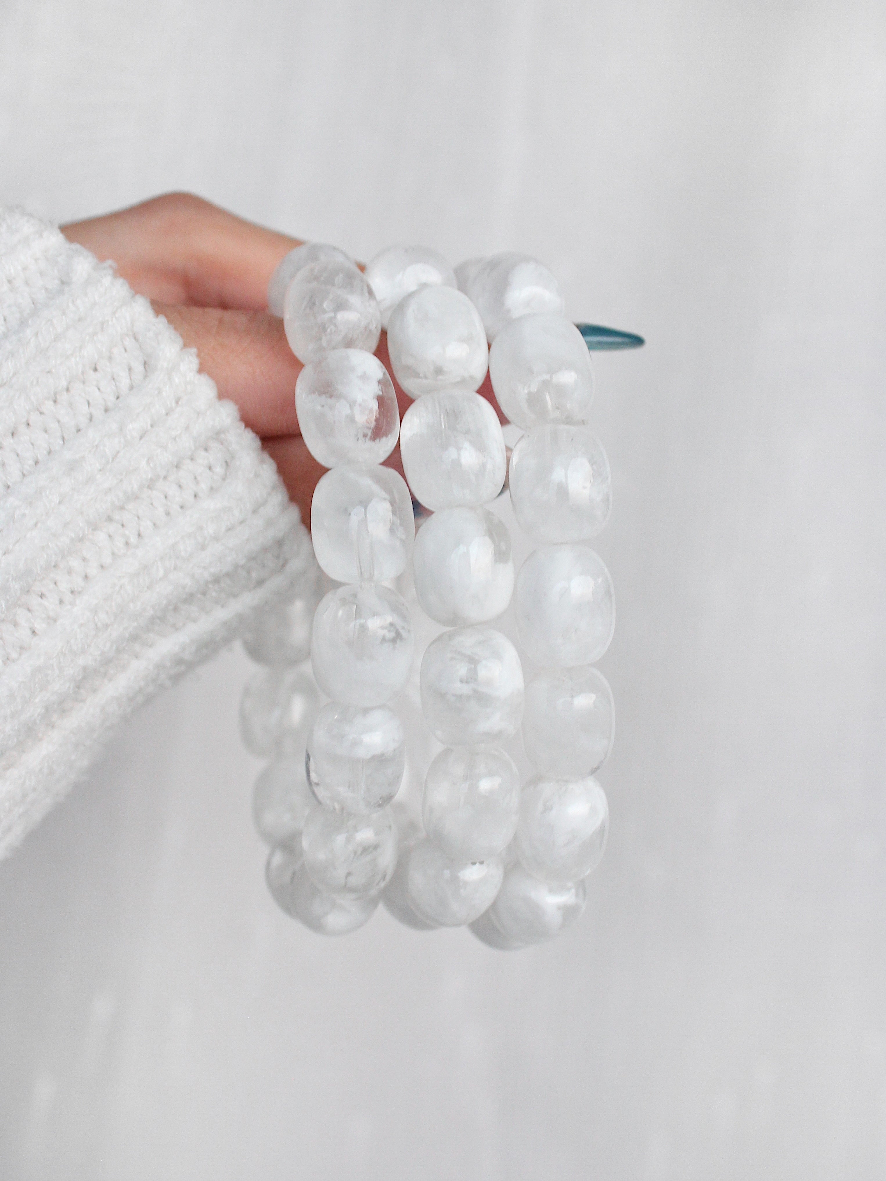 Collector's Snow Phantom Quartz Barrel Bracelet