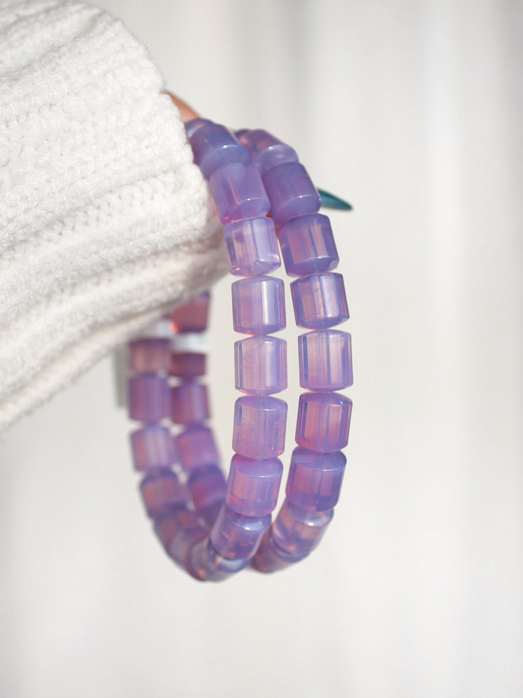 Collector's Lavender Moon Quartz Barrel Bracelet
