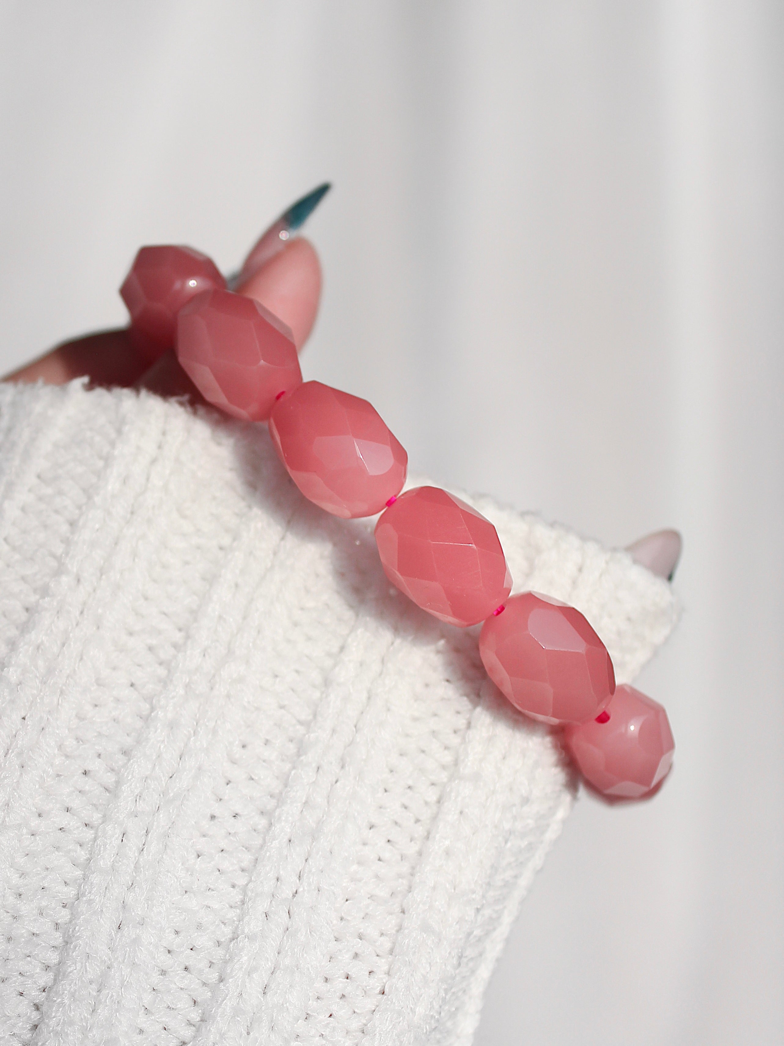 Ultra Collector's Guava Quartz Faceted Barrel Bracelet