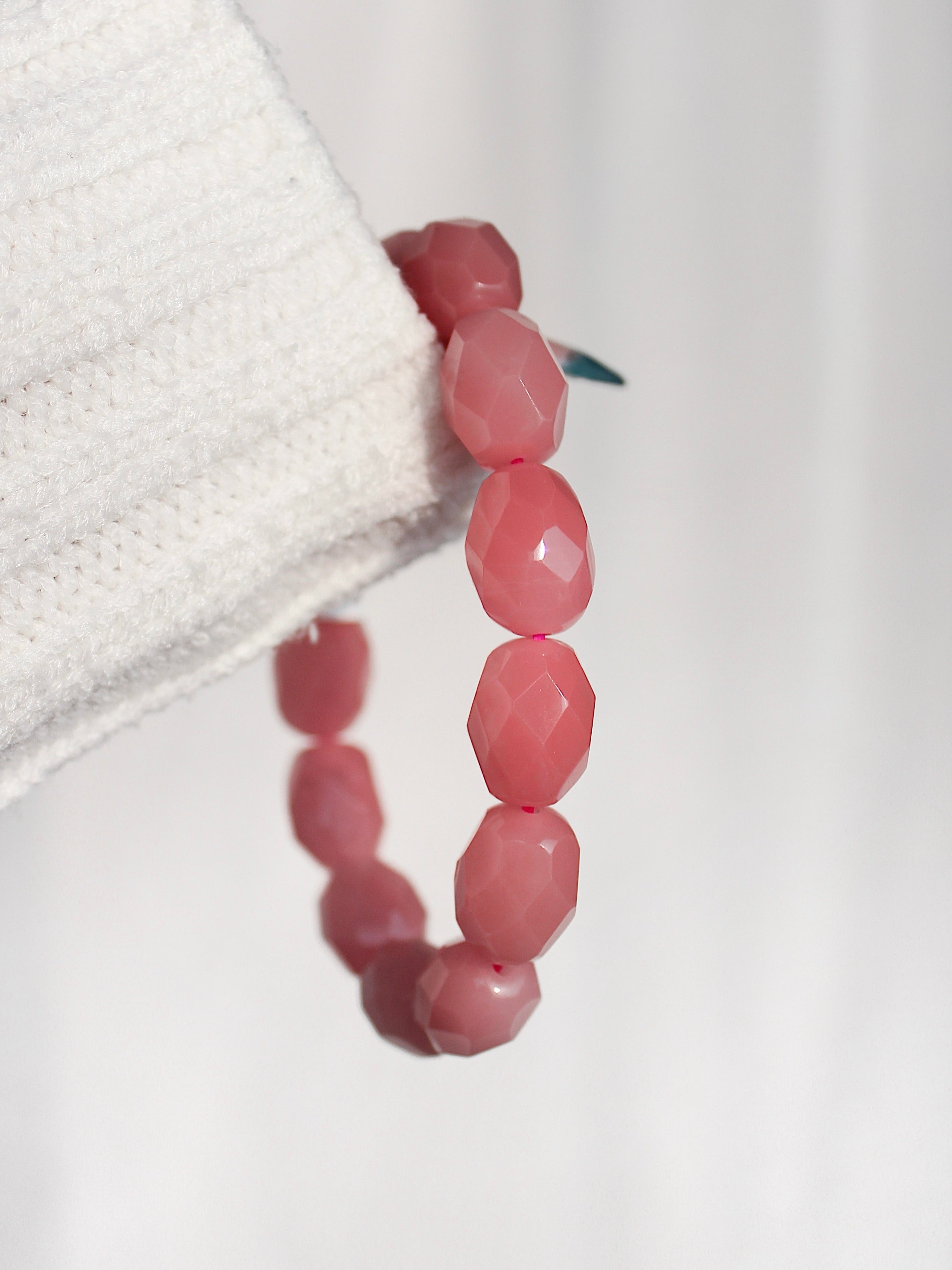 Ultra Collector's Guava Quartz Faceted Barrel Bracelet