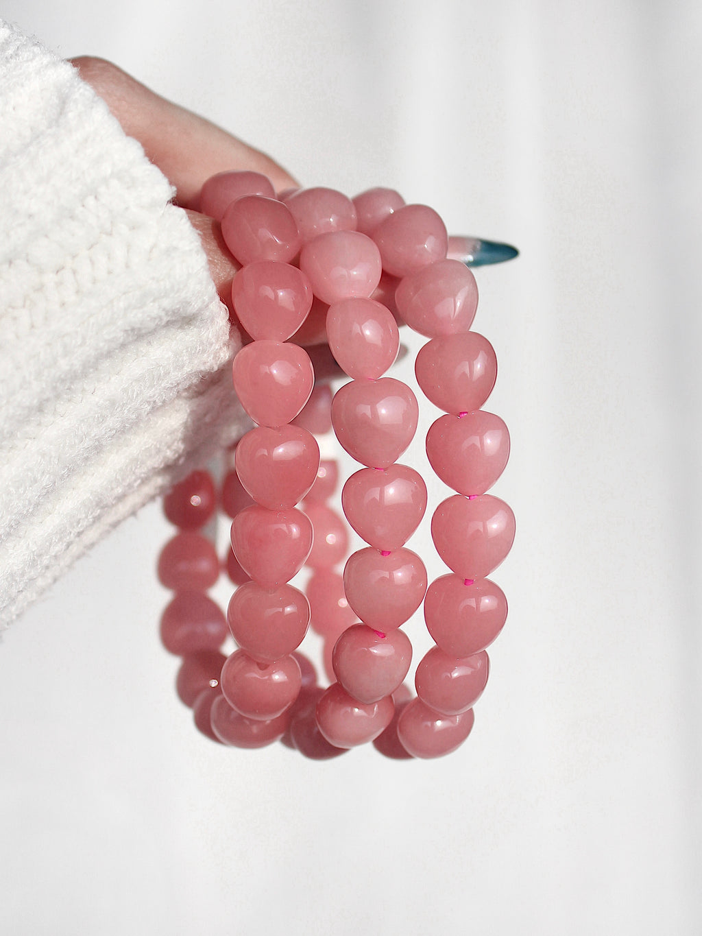 Collector's Guava Quartz Puffy Heart Bracelet