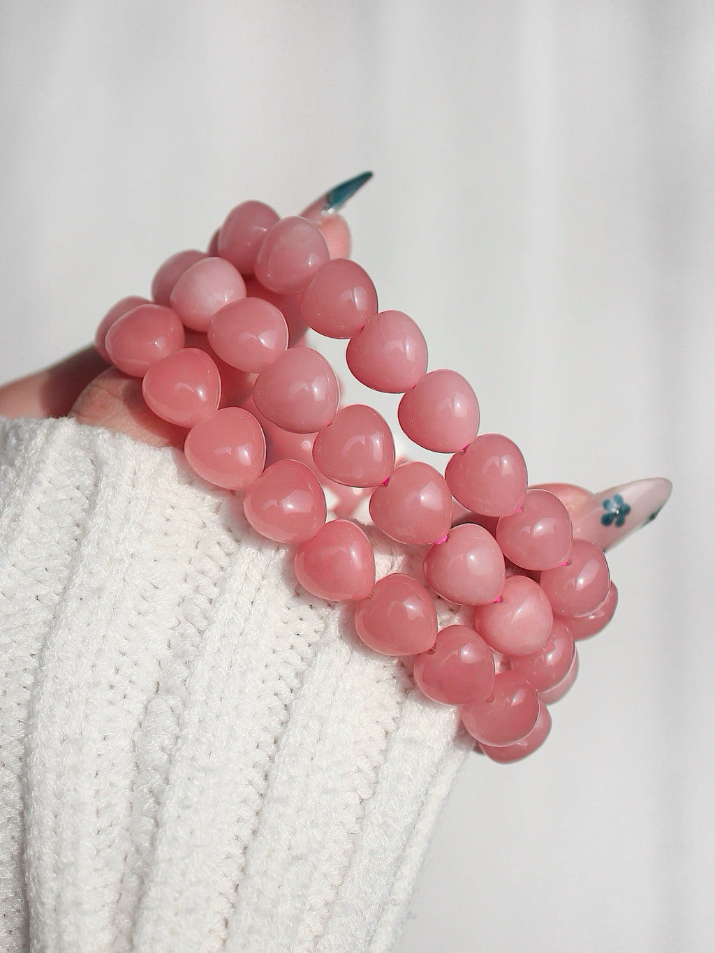 Collector's Guava Quartz Puffy Heart Bracelet