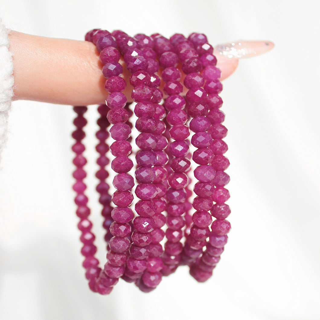 Premium Faceted Abacus Ruby Bracelet