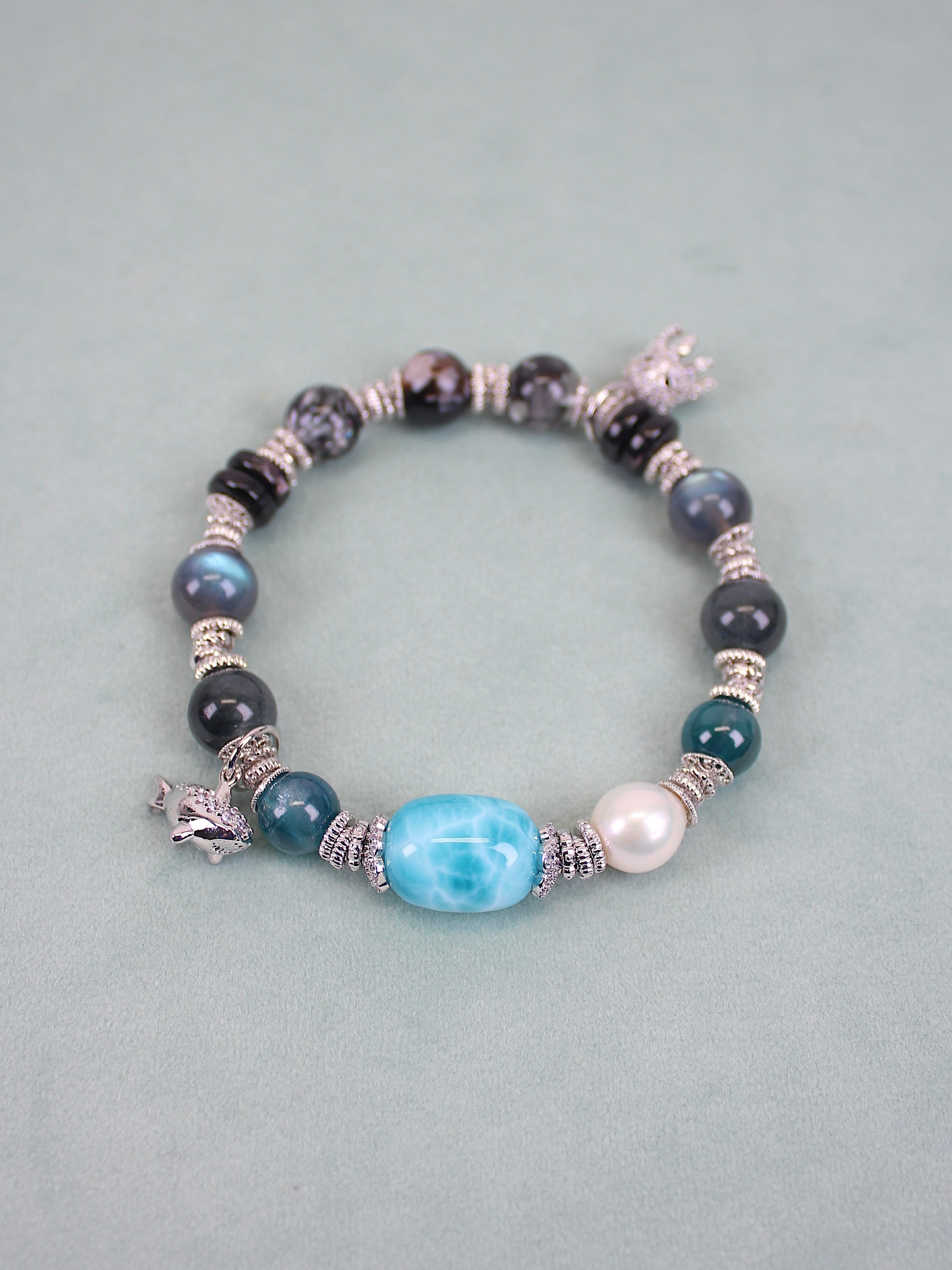 Larimar Barrel Bead
